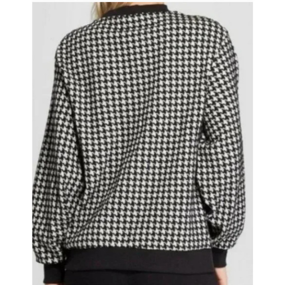 WHO WHAT WEAR black and white houndstooth sweater M 8-10 - Picture 2 of 5